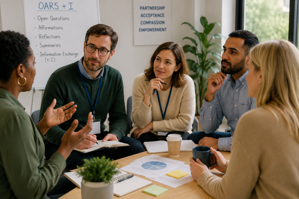 OARS in Motivational Interviewing skills used in a collaborative group discussion